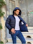 Picture of NAVY BLUE FLAT PATTERNED INFLATABLE COAT