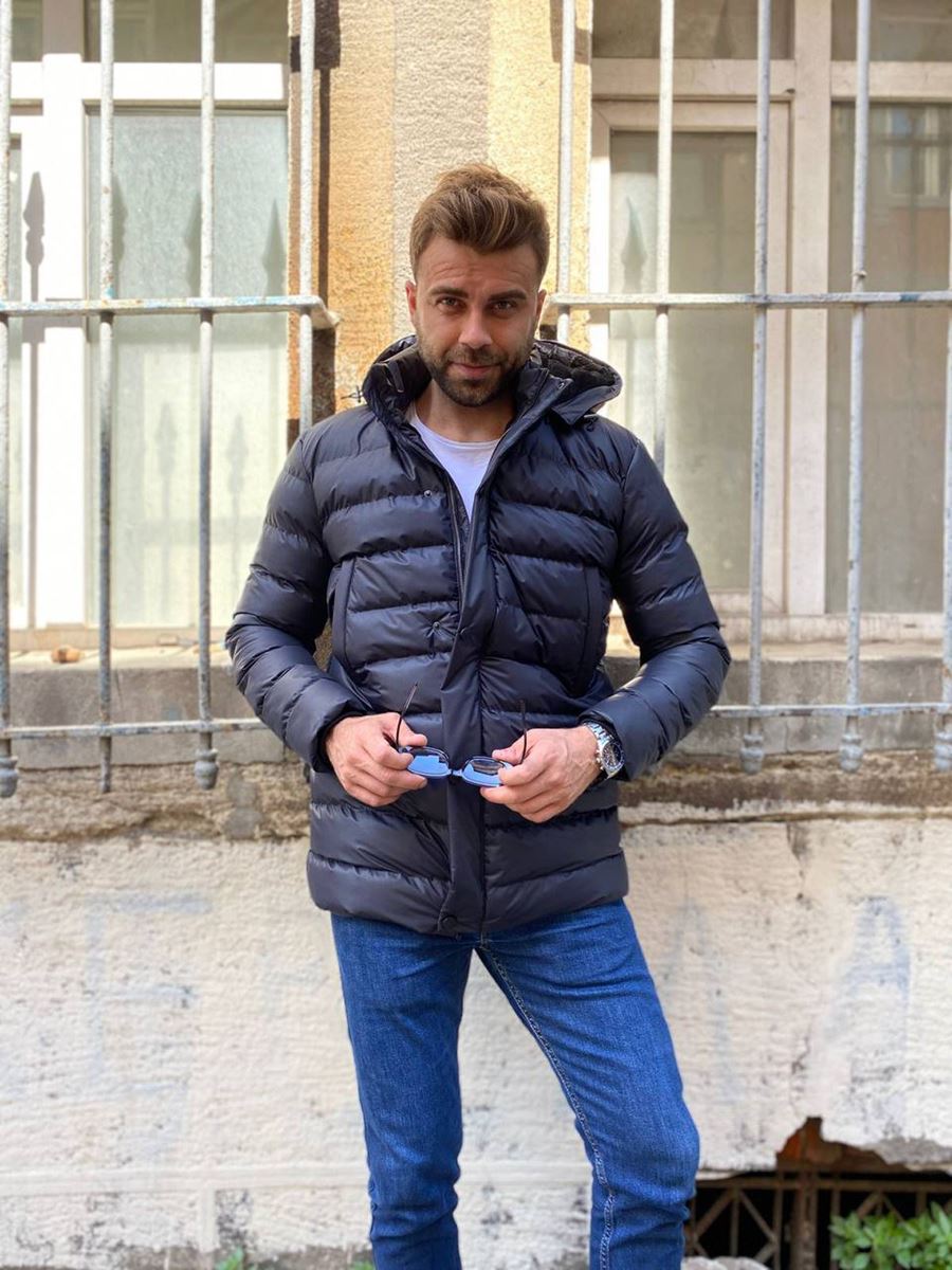 Picture of DARK NAVY BLUE POCKET DETAILED SPORTS INFLATABLE COAT