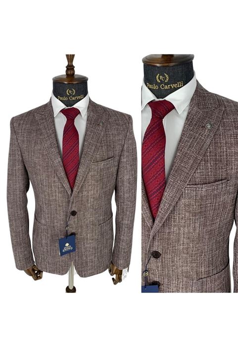 AÇIK KAHVE DÜZ DESENLİ CEKET resmi