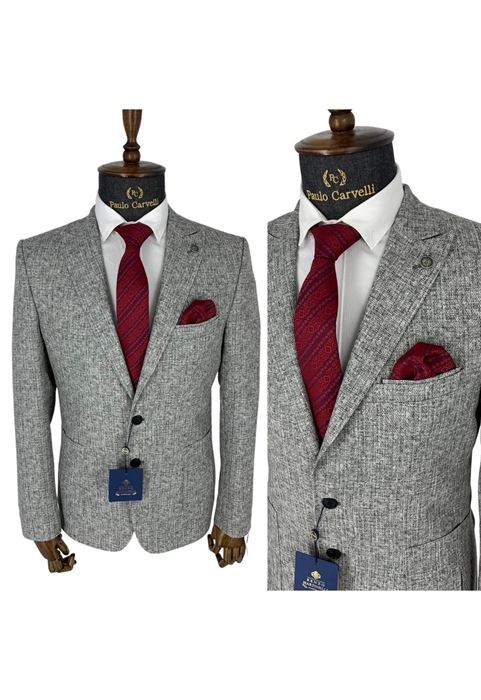 صورة جاكيت مفصل باللون الرمادي