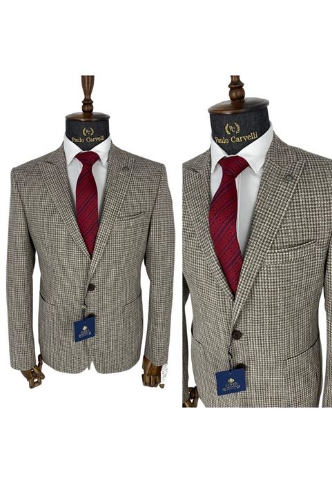 صورة سترة كلاسيكية منقوشة سادة بلون رمادي