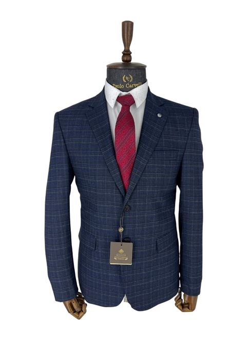 صورة سترة كلاسيكية مخططة باللون الكحلي الداكن