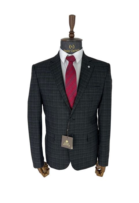 صورة سترة كلاسيكية مخططة سوداء داكنة داكنة