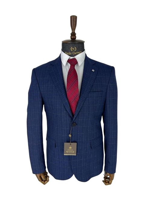 صورة سترة كلاسيكية مخططة باللون الكحلي