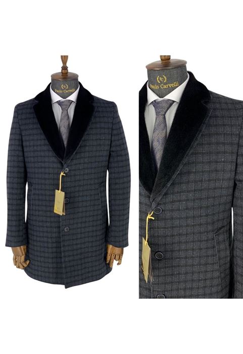 Image de MANTEAU RAYÉ CARRÉ DÉTAILLÉ COL