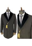 Picture of DARK SOLDIER GREEN FLAT STRIPED COLLAR DETAILED COAT
