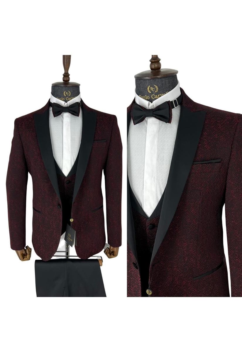 Picture of MAROON PATTERNED BLACK COLLAR DETAILED SMOKE