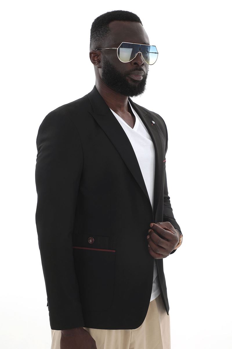 Picture of BLACK RED POCKET DETAILED JACKET