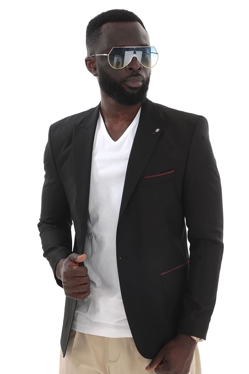 Picture of BLACK RED POCKET DETAILED JACKET