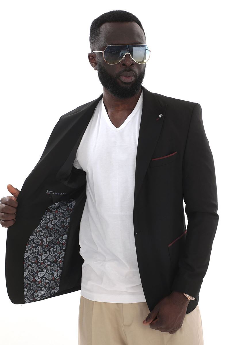 Picture of BLACK RED POCKET DETAILED JACKET