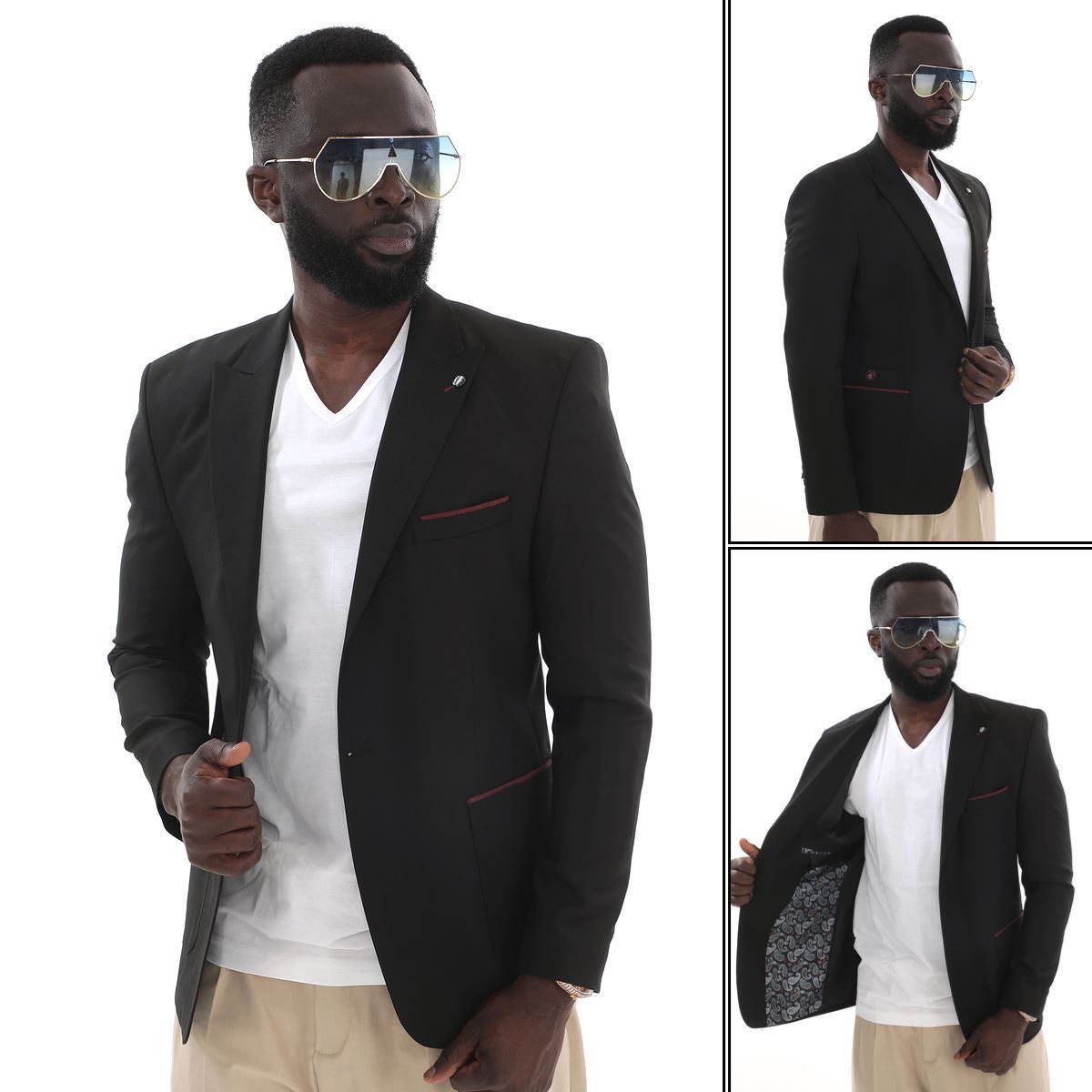 Picture of BLACK RED POCKET DETAILED JACKET
