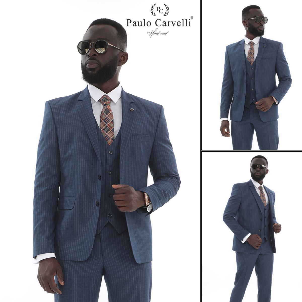 Picture of NAVY STRIPED VEST SUIT