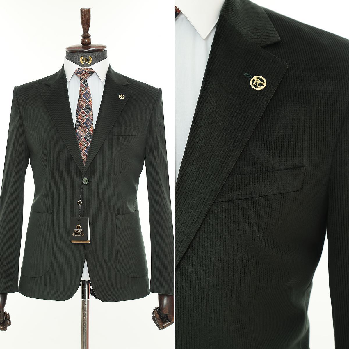 HAKİ YEŞİL KADİFE CEKET resmi