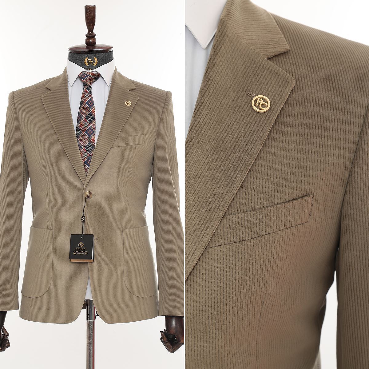 AÇIK FÜME KAHVE KADİFE CEKET resmi