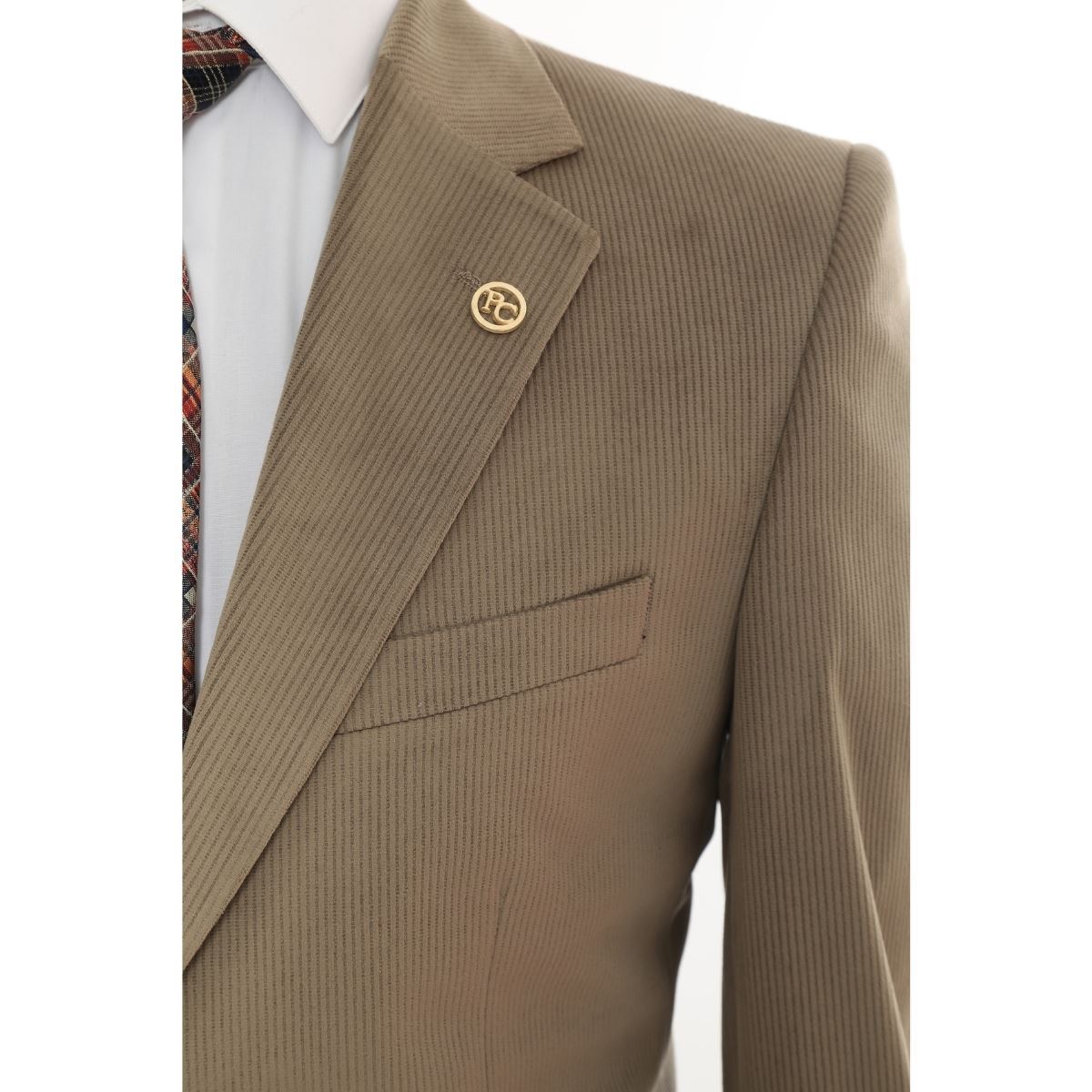 KOYU FÜME SÜT KAHVE KADİFE CEKET resmi